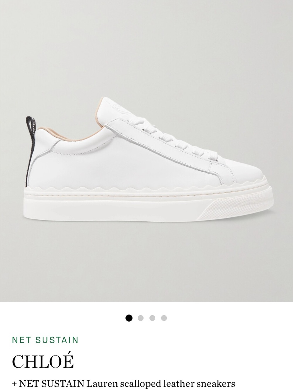 Chloé Scalloped White Leather Sneakers